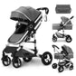 Kinder King 2 in 1 Convertible Baby Stroller, Folding High Landscape Infant Carriage, Newborn Reversible Pram, Diaper Bag, Anti-