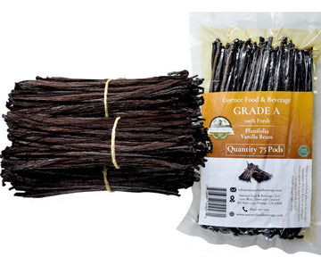 75 Vanilla Beans Bulk For Making Vanilla Extract Grade A - Non-Gmo Fresh Vanilla Bean Pods, 6-8 Inches Vanilla Bean, Vanilla Bea