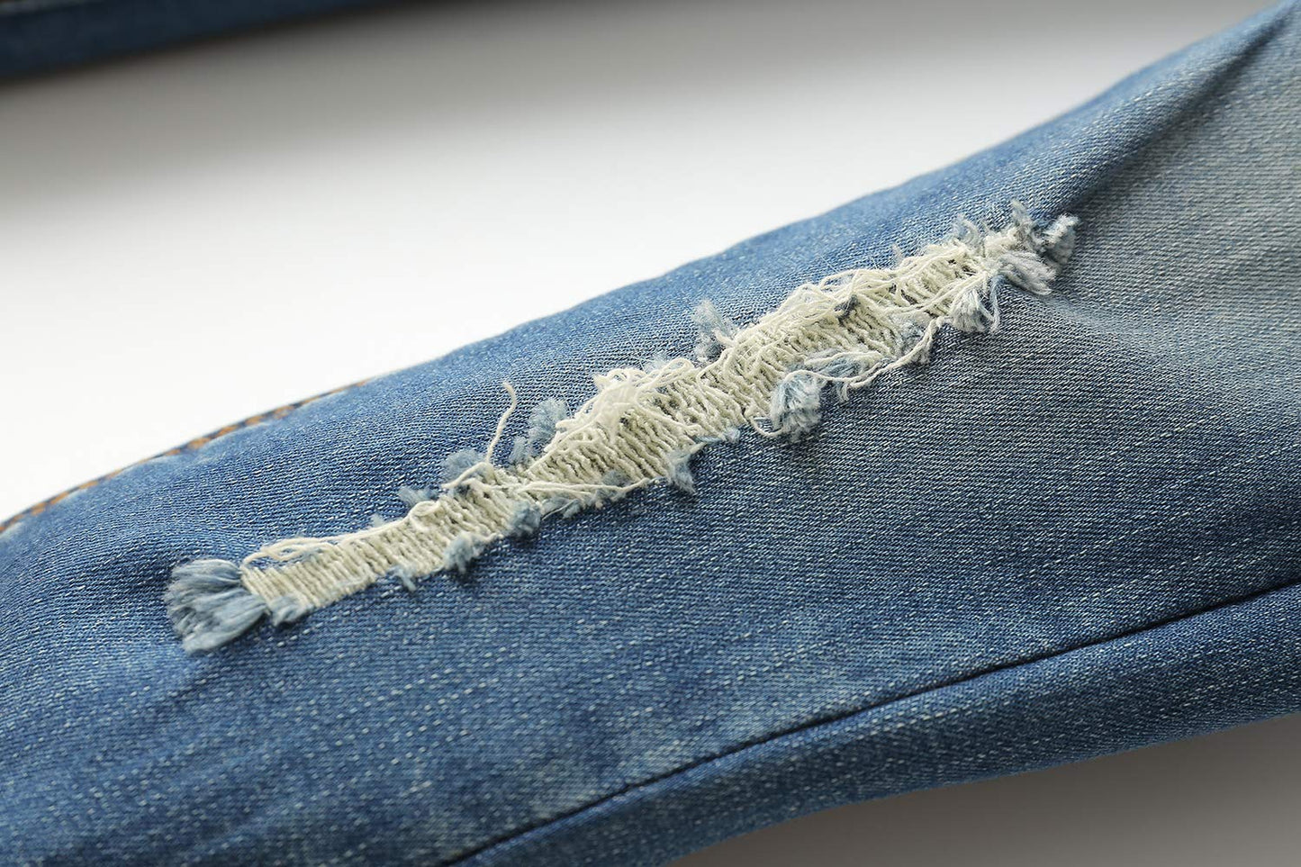 Kidscool Space Baby Girl Boy Jean,D Ring Elastic Band Inside Ripped Denim Pants,Blue,12-18 Months