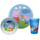 Zak! Peppa Pig - 5-Piece Dinnerware Set - Durable Plastic & Stainless Steel - Includes Tumbler, 8-Inch Plate, 6-Inch Bowl, Fork