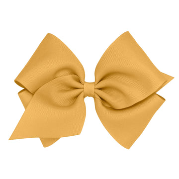 Wee Ones Girls' Classic Grosgrain Hair Bow With Plain Wrap Center On A Weestay Hair Clip, Handmade, Mini King Sized Bow, Old Gol
