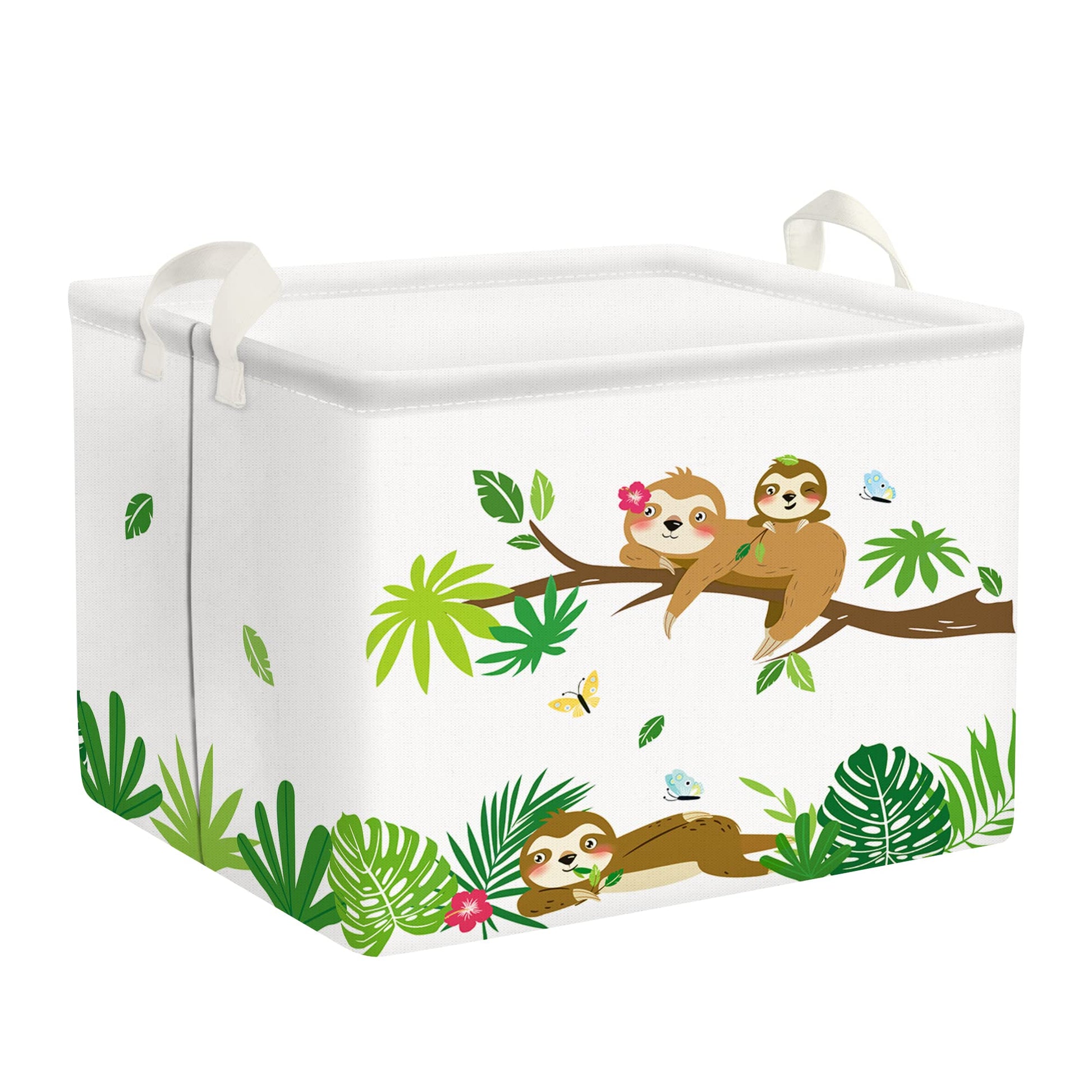Clastyle Cute Sloth Collapsible Storage Baskets for Bedroom Waterproof Rectangle Trunks Toys Storage Bins, 15.7 * 11.8 * 11.8 in