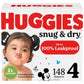 Huggies Size 4 Diapers, Snug & Dry Baby Diapers, Size 4 (22-37 Lbs), 148 Count, Packaging May Vary