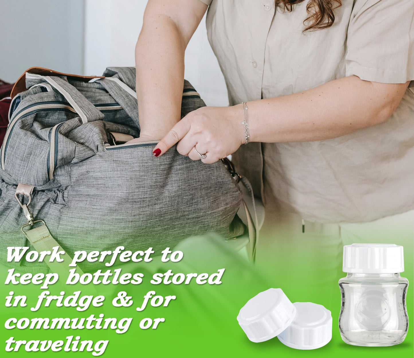 (8-Pcs) Travel Bottle Caps Compatible With Avent Bottles, Bottle Lids Replacement White