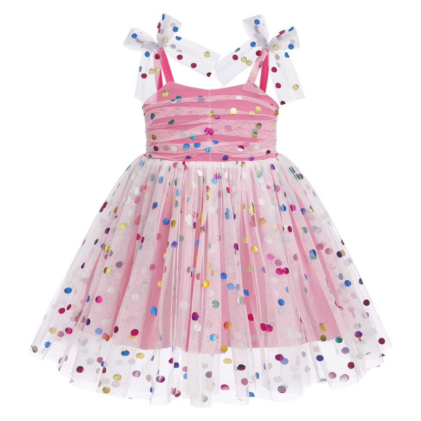 Idopip Baby Girls Sequin Polka Dot Tutu Dress Summer Sleeveless Princess Birthday Party Dresses Toddler Little Girl First Commun