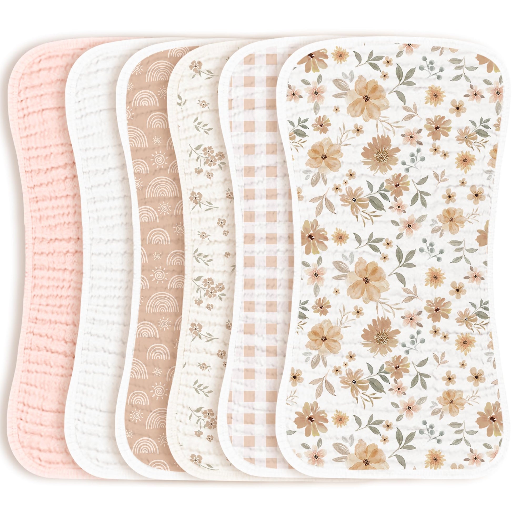 Konssy Muslin Baby Burp Cloths Sets For Unisex- 6 Pack Large 100% Cotton Burping Clothes For Newborn, Baby Girls And Boys