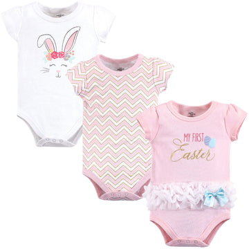 Little Treasure Unisex Baby Cotton Bodysuits, Girl First Easter, 0-3 Months