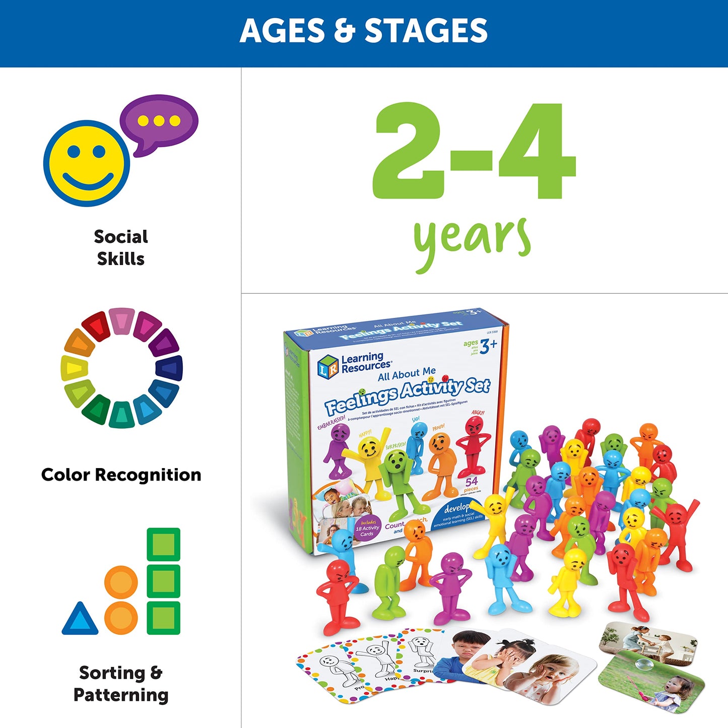 Learning Resources All About Me Feelings Activity Set - 54 Pieces, Ages 3+ Toddler Social Emotional Learning Games, Communicatio