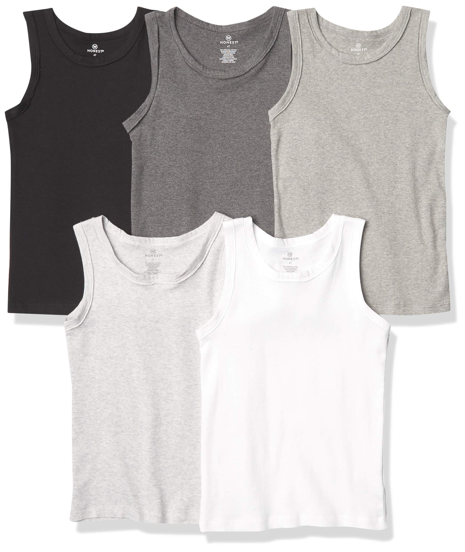Honestbaby Unisex Baby Multipack Muscle T-Shirts Sleeveless Tees 100% Organic Cotton For Infant Boys, Girls, And Toddler Tank To