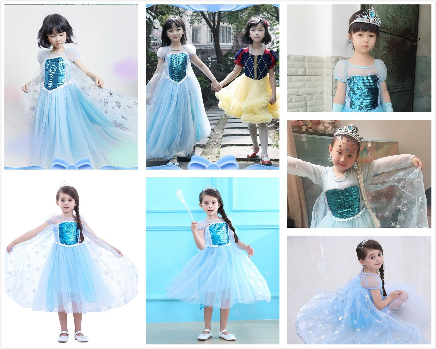 Party Chili Princess Costumes Birthday Dress Up For Little Girls With Crown,Mace,Gloves Accessories 4T 5T Years(120Cm)