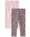 The Children'S Place Baby Girls' And Toddler Assorted Everyday Pull On Leggings, Pink/Cheetah Print 2-Pack, 12-18 Months