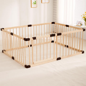 Baby Playpen Fence Yards Area with Door Wooden,Playpen Play Pens for Babies and Toddlers,Toddler Playpen,Baby Play Fence Yards,L
