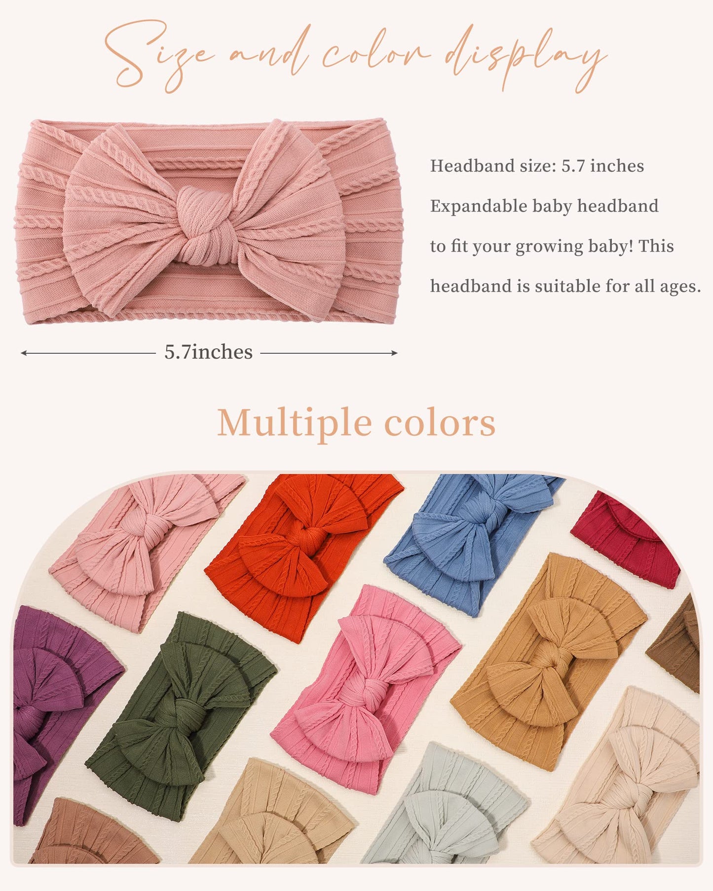 Jollybows 18Pcs Baby Nylon Headbands Hair Bow Elastics Hairbands Hair Accessories For Baby Girls Newborn Infant Toddlers Kids