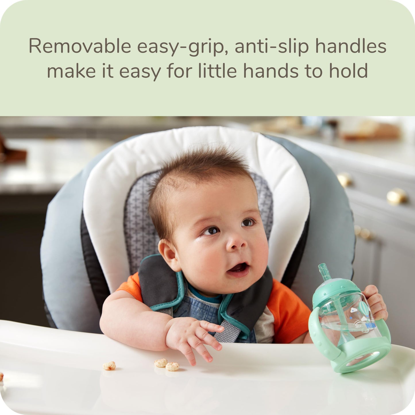 Nuk Learner Straw Cup, 5Oz, 2-Pack - Toddler Sippy Cup With Soft Straw For Easy Drinking, Suitable For Ages 8 Months And Up, Gre