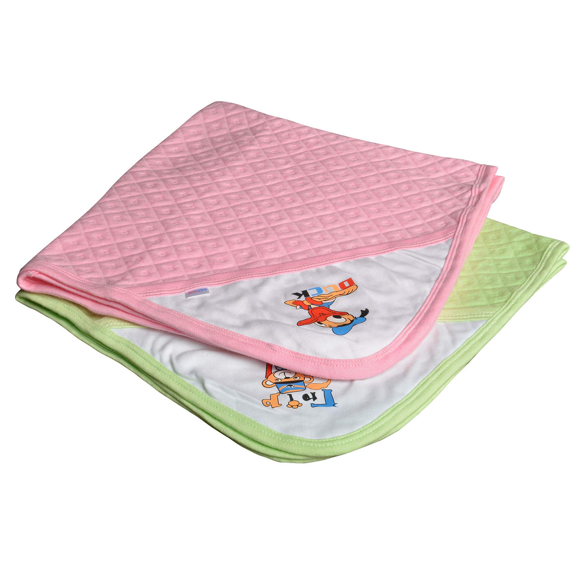 CATCUB Ultra Soft Cotton Baby Hooded Towel Combo  Pack of 2 (Green & Pink)