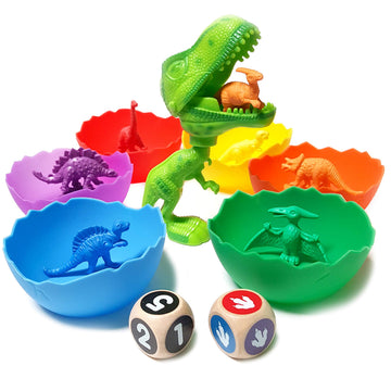 Jumbo Sorting & Counting Dinosaurs Matching Game - Educational Dinosaur Toys for 3 4 5 Year Olds with 54 Math Manipulatives, Din