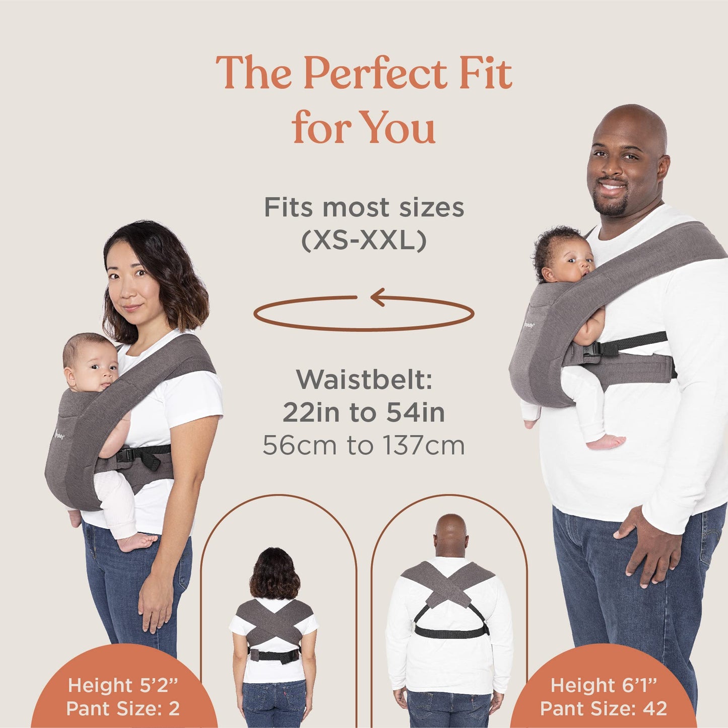 Ergobaby Embrace Cozy Newborn Essentials Baby Carrier Wrap (7-25 Pounds), Ponte Knit, Blush Pink