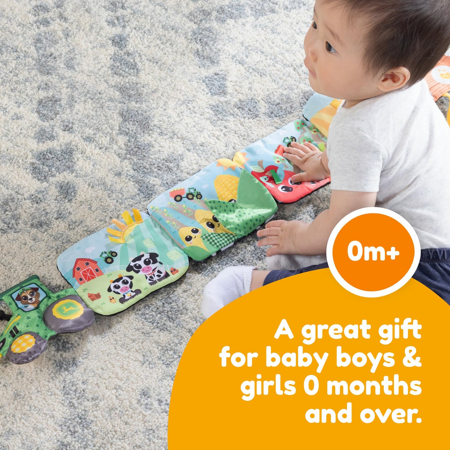 Lamaze John Deere Farm to Table Journey Soft Baby Book - High Contrast Sensory Toys for Early Development - Sensory Tummy Time T