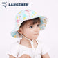 Langzhen Sun Hat For Baby Girls Adjustable Toddler Kids Sun Protection Hat Wide Brim Summer Outdoor Hat With Chin Strap (Flaming
