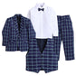 Jeetethnics Boys Navy Blue Checked Coat Suit Set With Waistcoat Shirt And Trousers (9083Bh)