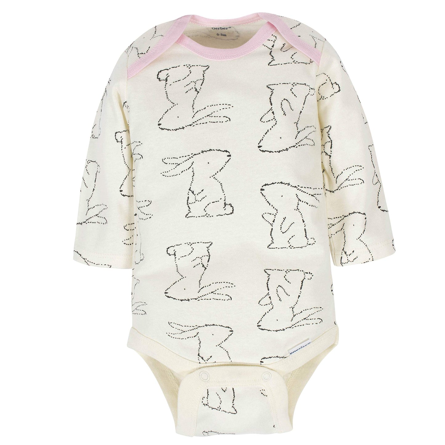Gerber Baby Girls' 6-Pack Long-Sleeve Onesies Bodysuits, Bunny, 3-6 Months