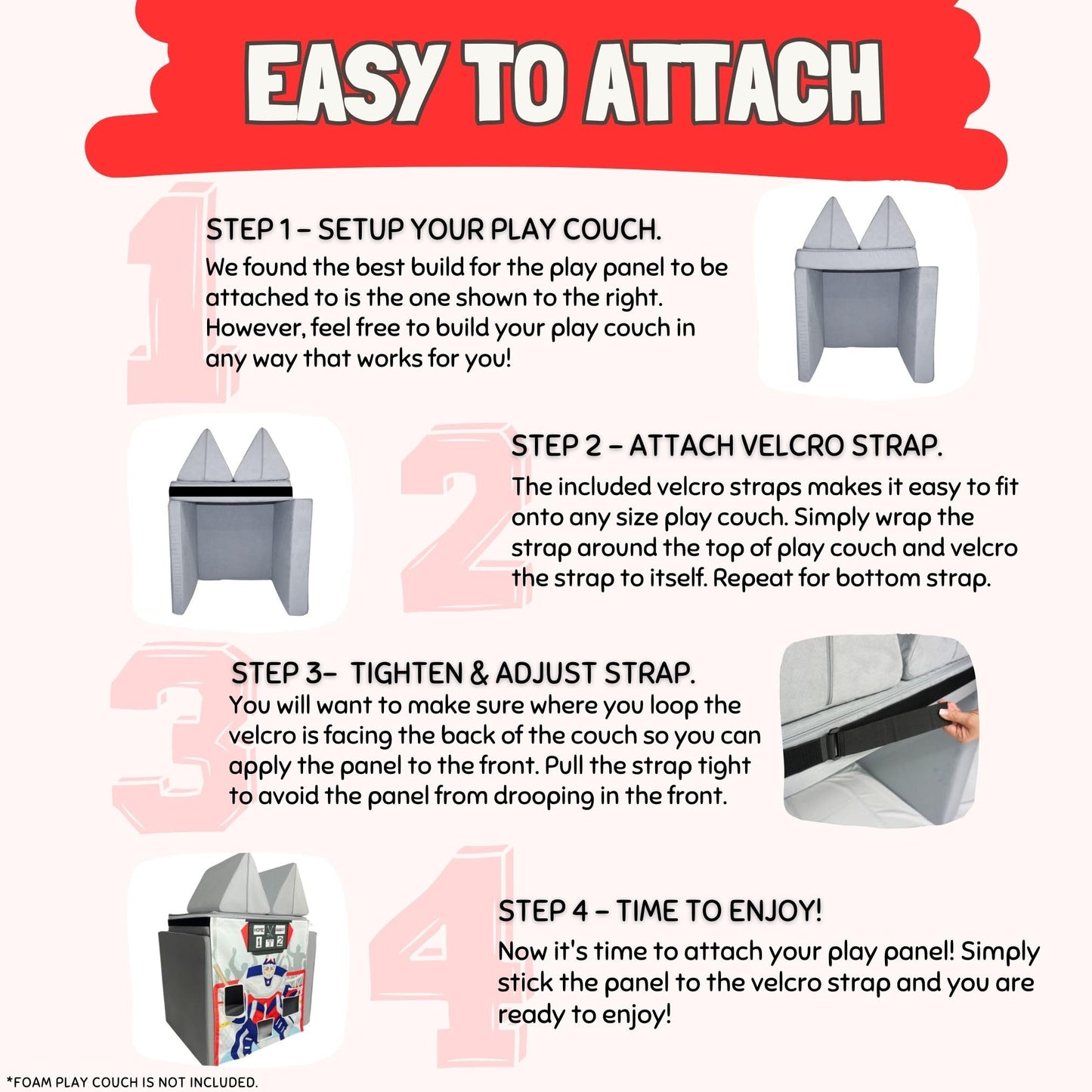 Couch Swag Play Panel for Childrens Foam Sofa Kids Couch (Hockey)