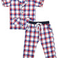 SHOPmOZO Unisex Pure Cotton Checkered Short Sleeve Night Suit for Boys and Girls Pyjama Top Sleep Suit Combo Set (SM00525UNISEX