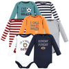 Hudson Baby Unisex Baby Cotton Long-Sleeve Bodysuits, Sports Stripes, 0-3 Months