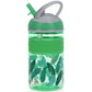 Nuby Thirsty Kids Flip-It Freestyle On The Go Water Bottle With Bite Resistant Hard Straw And Easy Grip Band, Green Banana Leave