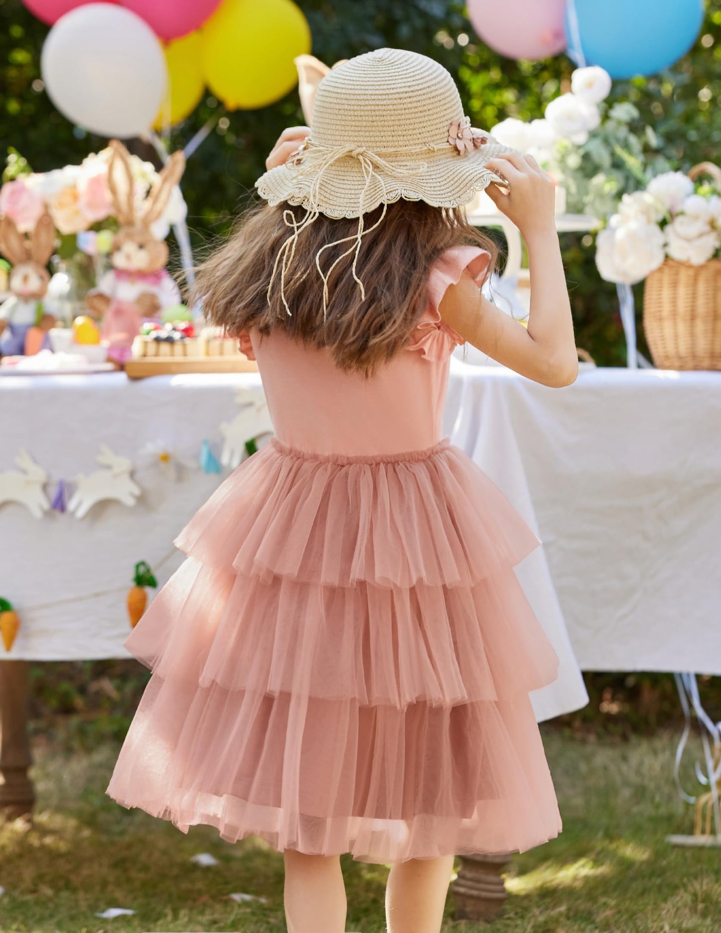 Arshiner Toddler Tutu Dresses Summer Dress Cute Pink Valentine Tulle Sundress For Little Girls 2-3 Years