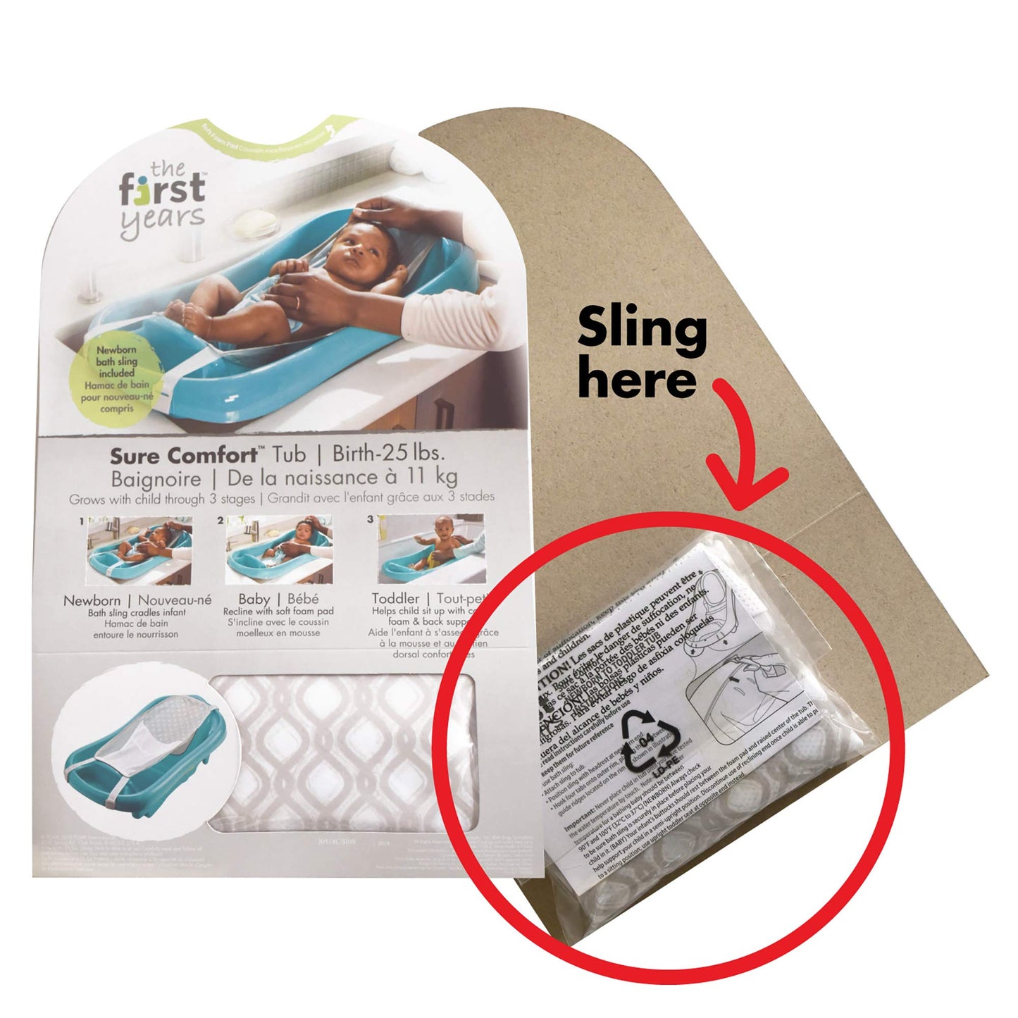 The First Years Newborn to Toddler Baby Bath Tub - Convertible 3-in-1 Baby Tub with Removable Sling - Ages 0 to 24 Months - Sure