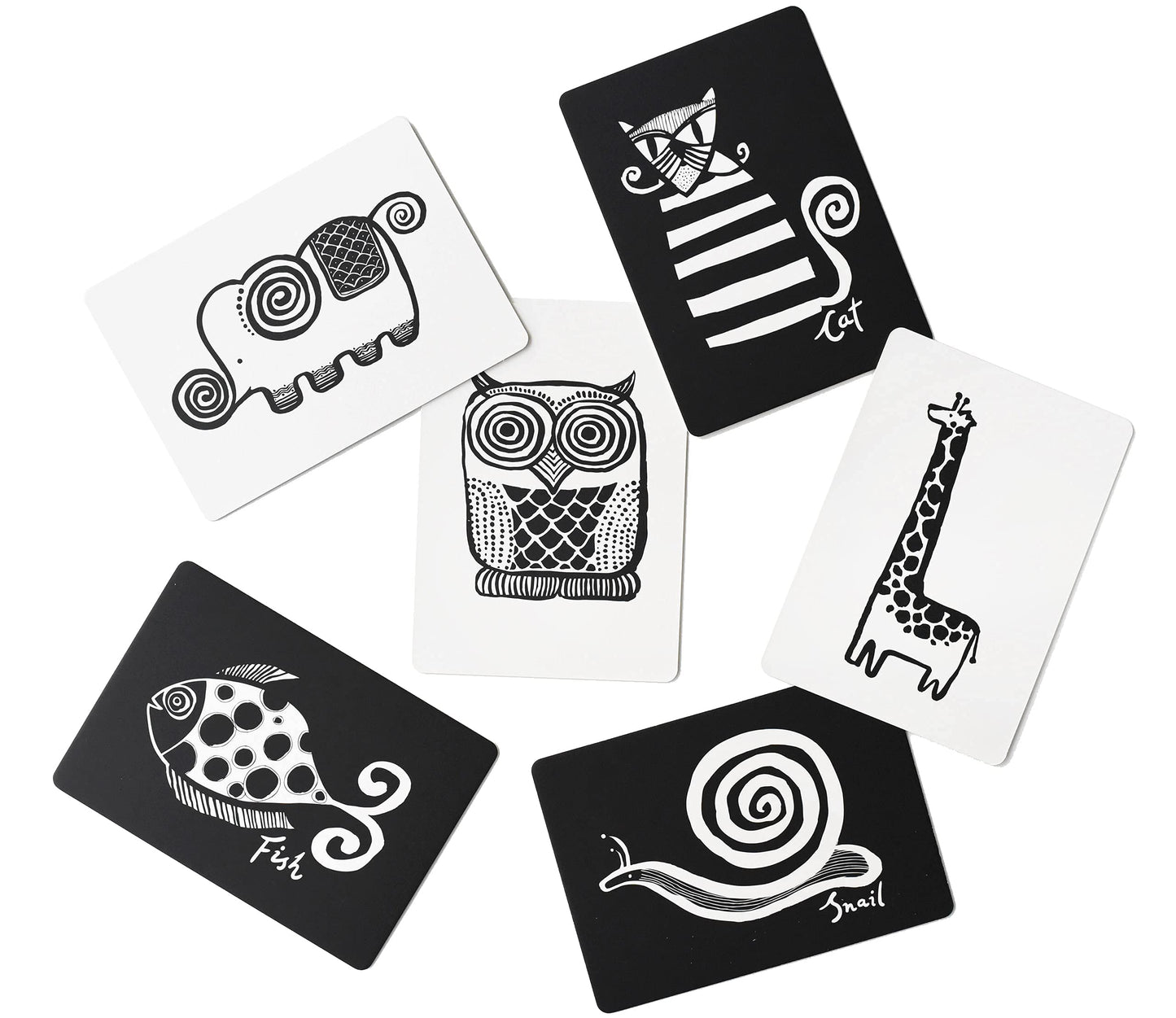 Wee Gallery Art Cards for Baby, Durable High Contrast Black and White Animal Flashcards for Newborns, Brain Development, Sensory