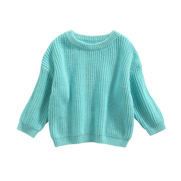 Infant Toddler Baby Girl Boy Knit Sweater Pullover Sweatshirt Warm Long Sleeve Shirt Tops Knitted Fall Winter Clothes (Cyan, 9-1