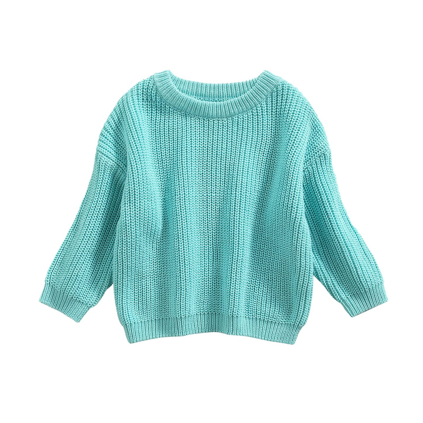Infant Toddler Baby Girl Boy Knit Sweater Pullover Sweatshirt Warm Long Sleeve Shirt Tops Knitted Fall Winter Clothes (Cyan, 3-4