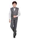 Jeetethnics Boys Grey Checked Waistcoat Set With Shirt And Trousers (6035Q)