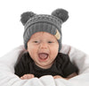 Funky Junque Exclusives Double Pom Pom Baby Hat, Baby Girl Winter Knit Beanie For Infants, Heather Grey