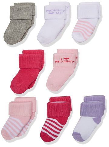 Luvable Friends Baby Boys Newborn And Terry Socks, Pink Mommy, 6-12 Months Us