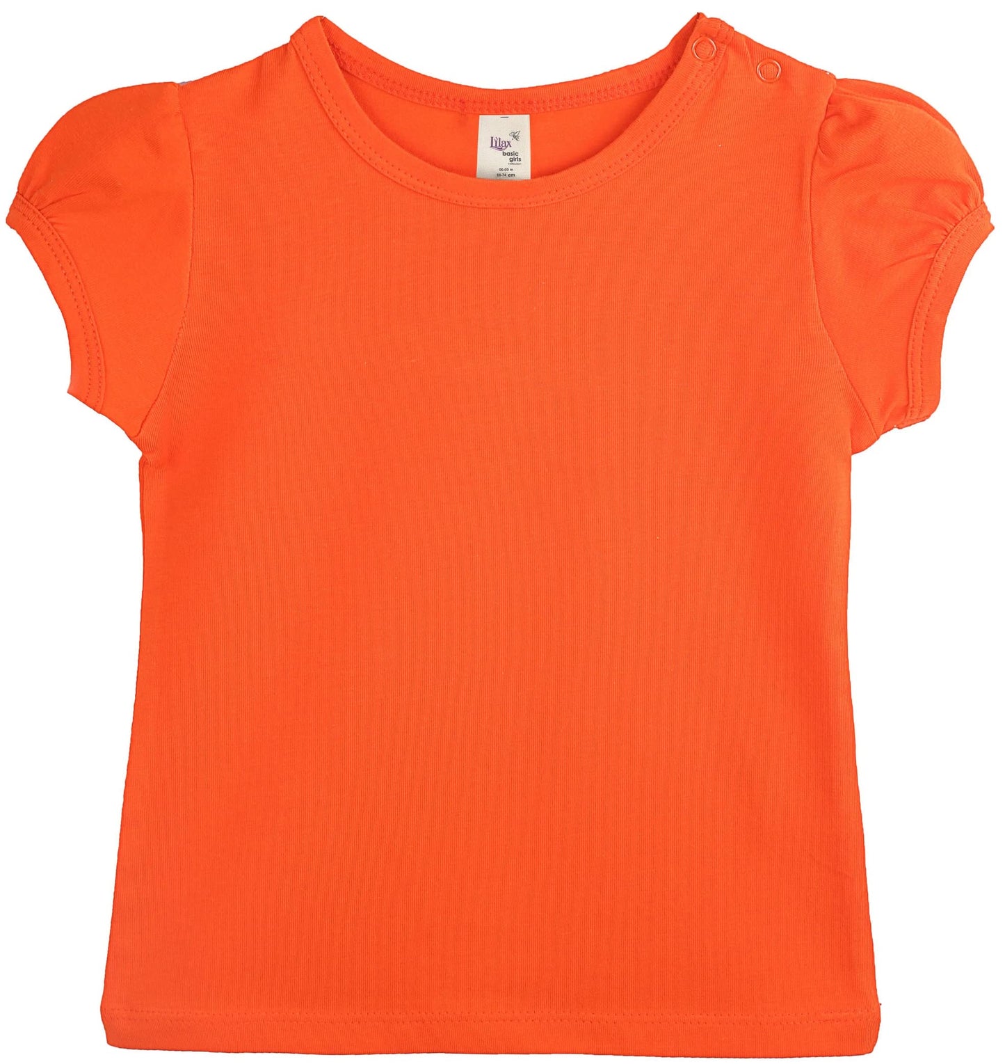 Lilax Baby Girls' Basic Short Puff Sleeve Round Neck T-Shirt 12-18 Months, Orange