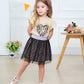 Retsugo Toddler Girl Heart Skirt Set Flutter Sleeve Heart Print Shirt Leopard Dresses Tulle Tutu Dress Kids Valentines Day Outfi