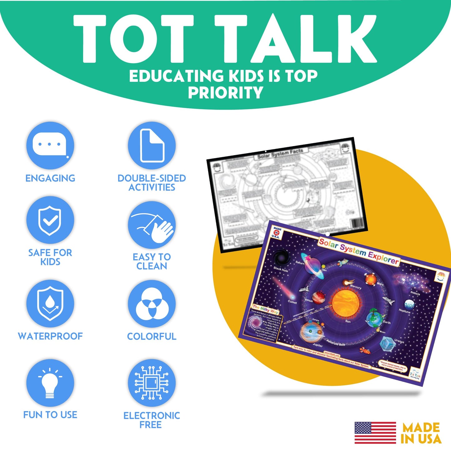 Tot Talk Solar System Educational Placemat For Kids
