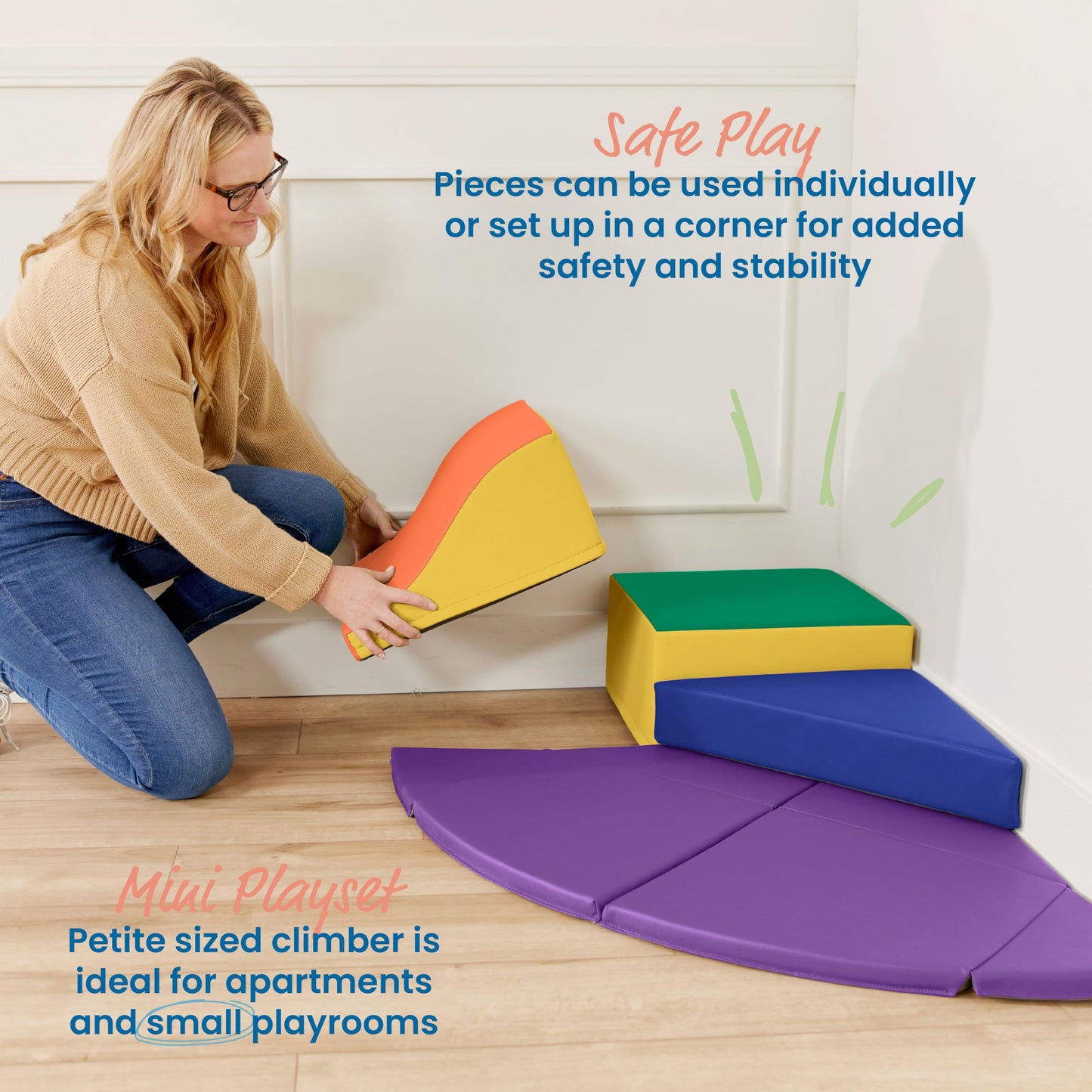 Ecr4Kids Softzone Junior Adventurer'S Summit Slide, Corner Climber, Assorted, 4-Piece