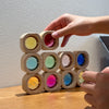 KOAICS 20PCS Wooden Gem Blocks Stacking Toys,Colorful Acrylic Windows Blocks, Rainbow Crystal Acrylic Building Cubes Educational