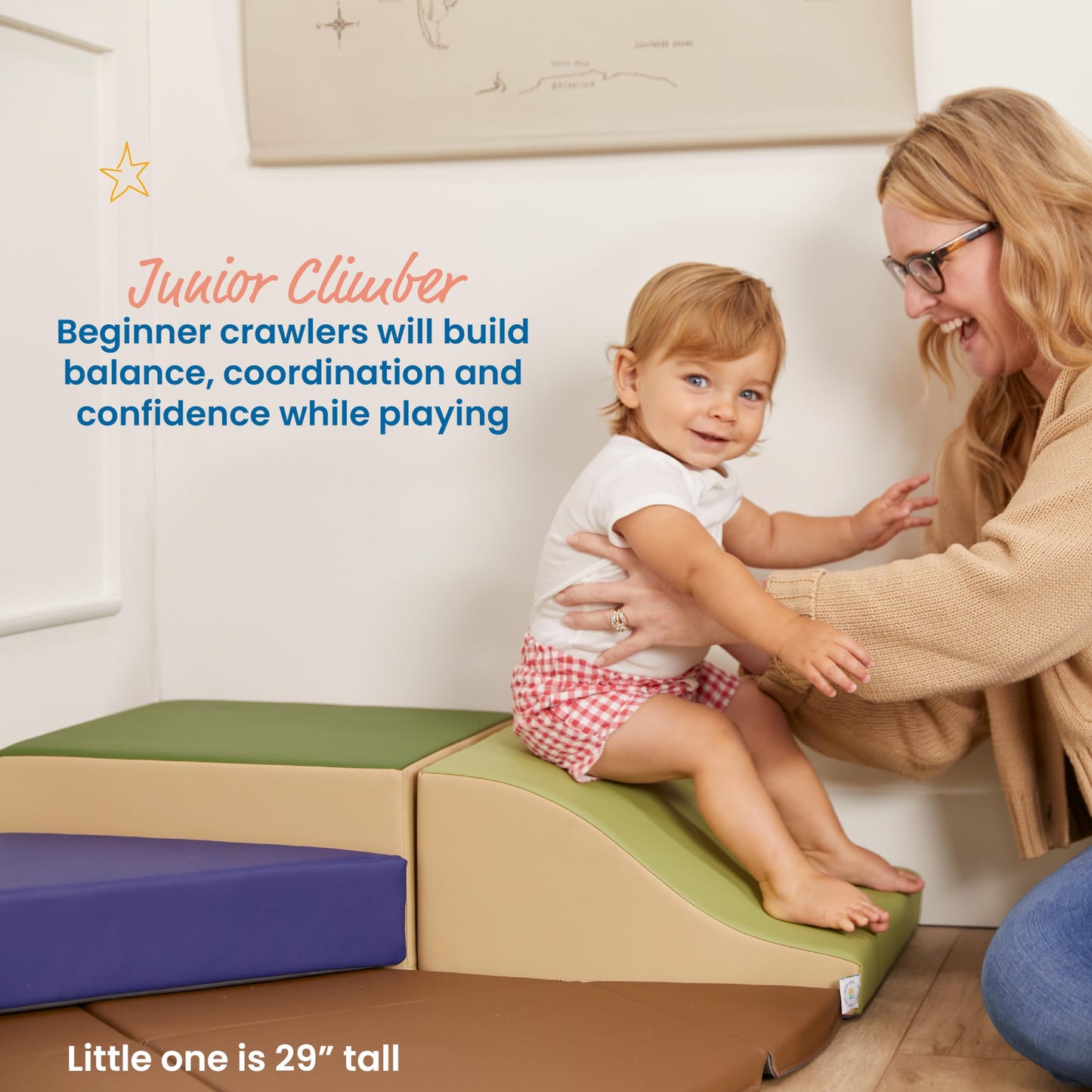 Ecr4Kids Softzone Junior Adventurer'S Summit Slide, Corner Climber, Earthtone, 4-Piece
