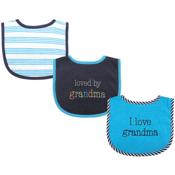 Luvable Friends Unisex Baby Cotton Drooler Bibs With Fiber Filling, Boy Grandma, One Size