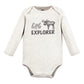 Touched By Nature Unisex Baby Organic Cotton Long-Sleeve Bodysuits, Neutral Woodland, 12-18 Months