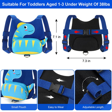 Accmor Toddler Harness With Leash, Cute Dinosaur Kids Harness + Anti Lost Wrist Link, Mini Child Harness Leash Wristband Strap B