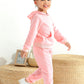 Happy Town Toddler Fall Outfits For Girl Boy Long Sleeve Hoodie Top And Long Sweatpants Set Toddler Sweatsuit (Solid Color-Pink,