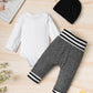 Baby Boy Clothes 0-3 Months Baby Clothes Boy New To The Crew Print Romper Pants Hat 3Pcs Baby Boy Outfits White