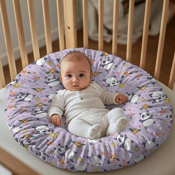 Babrukda Funny Panda Newborn Lounger Cover Daisy Floral Purple Pattern Baby Lounger Cover with Portable Handle Removable Slipcov