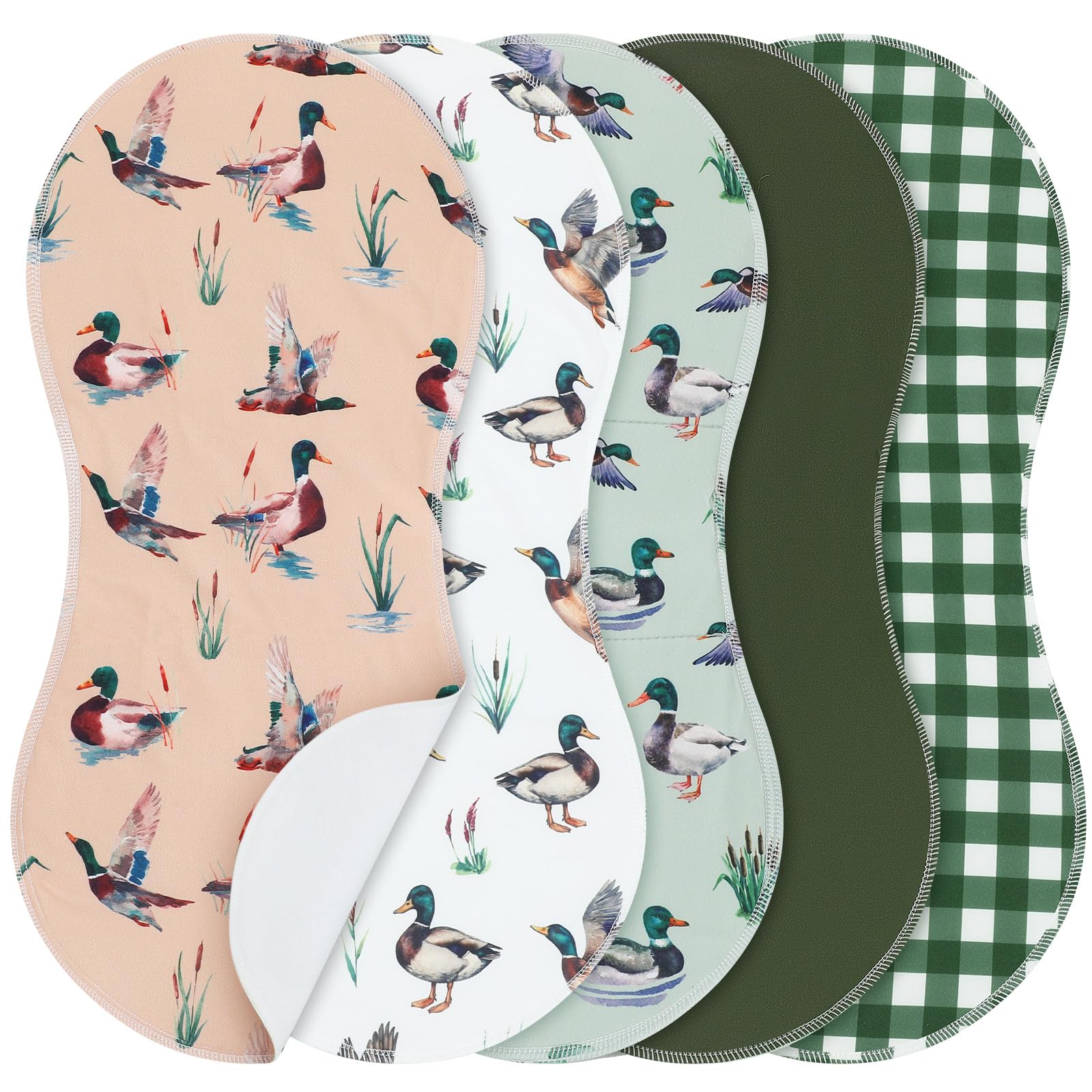 SmoothNovelty 5 Pack Mallard Duck Pattern Baby Burp Cloths Soft Absorbent Burping Rags for Newborns 19x9 Spit up Cloths for Boy 